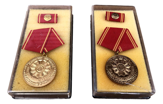 East German VolksPolizei 20 and 25 Year Service Medals- Un-Issued