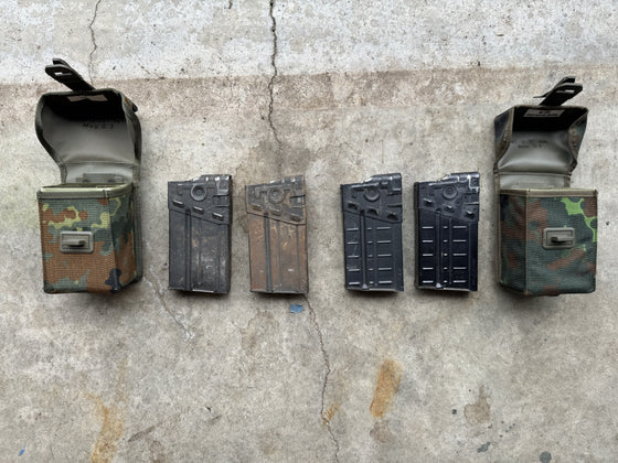 Set of 4 G3 Magazines with 2 Flecktarn Pouches-Used
