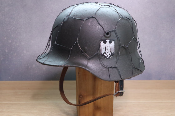 WW2 German M40 Single Decal Heer Helmet With Normandy Chicken Wire 57CM Liner. #2