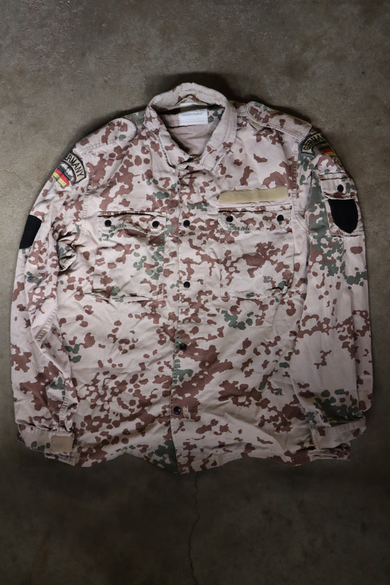 German Desert Flecktarn Field Shirt, Size XL with Patches.