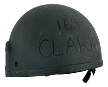  British Mk6 Ballistic Nylon Combat Helmet, Size Large with Custom Graffiti and Liner Pads