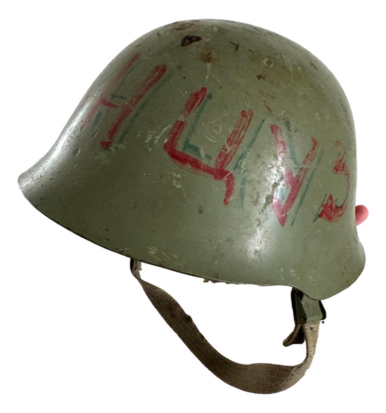 Serbian M59/85 Steel Helmet with Bad-Ass Graffiti.