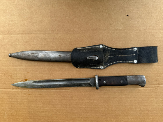 WW2 German S84/98 Bayonet with Scabbard and Reproduction Frog #3