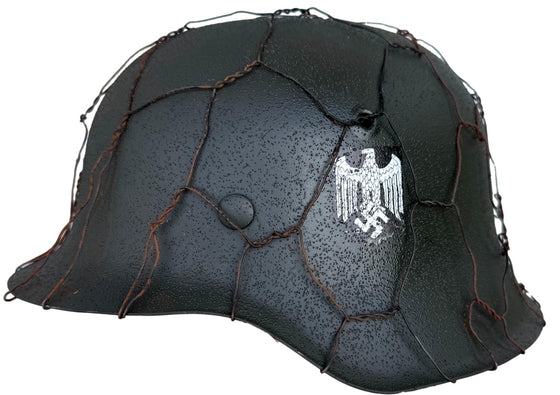WW2 German M42 Steel Helmet With Normandy Chicken Wire