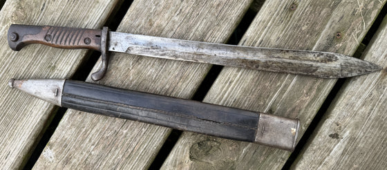 WW1 German S98/05 "Butcher Blade" Bayonet with RARE Leather Scabbard and Maker