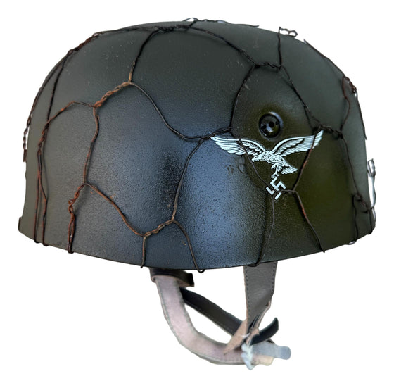 M38 Fallschirmjäger Helmet. "Normandy" Chicken Wire W/Single Decal. #1