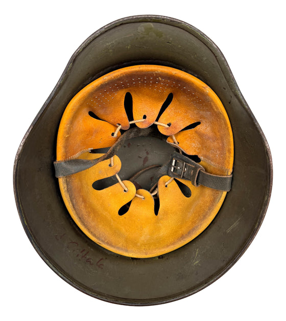 Finnish M40/55 Steel Helmet Size 58 Liner With Soldier Writing