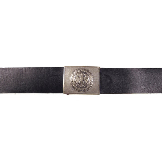 German Bundeswehr Black Leather Dress belt with Silver Buckle.- Used ...