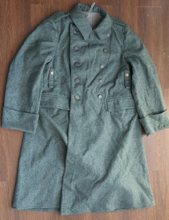 Swiss WW2 Era Wool Overcoat With Metal Buttons- Used-36" Chest