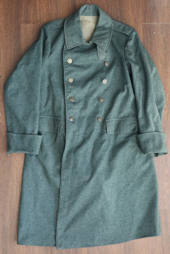 Swiss WW2 Era Wool Overcoat With Metal Buttons- Used-1938 Dated 34" Chest