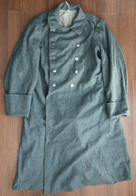 Swiss WW2 Era Wool Overcoat With Metal Buttons- Used-1927 Dated 34" Chest