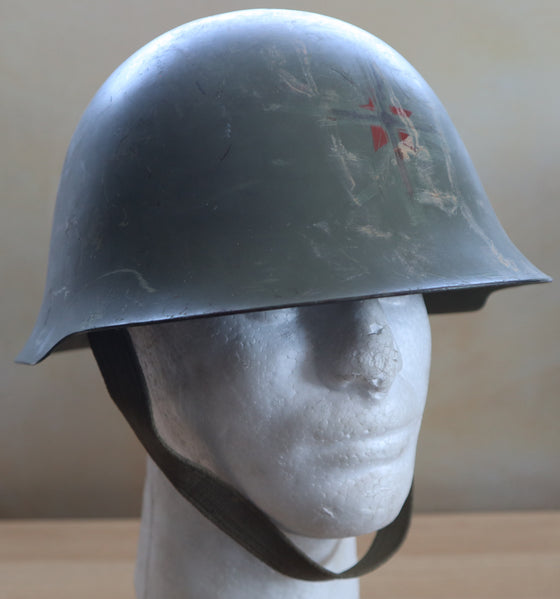 Yugo M59 Steel helmet with Personalization. "Carved Cross"