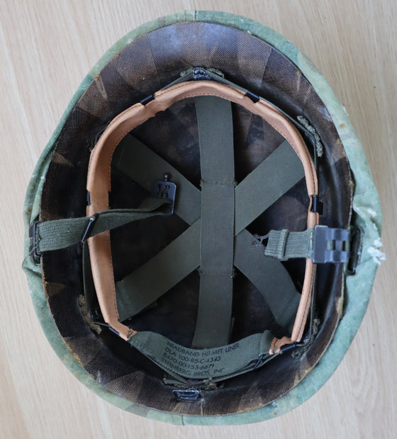 U.S. Vietnam War Era M1 Steel Helmet with 1965 Dated Mitchell Pattern Cover