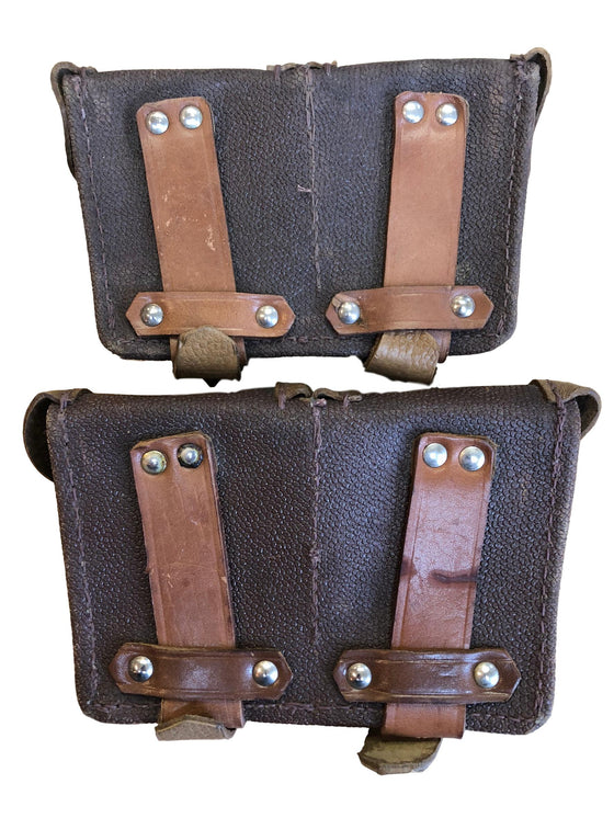 Soviet Mosin Nagant Two Celled Leather Ammo Pouches- Used
