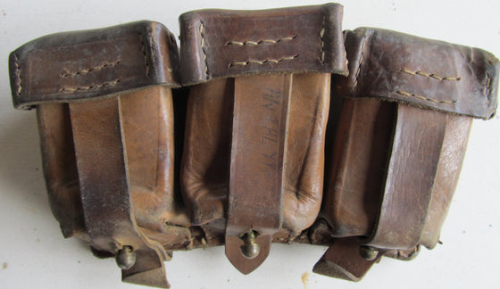 Leather Mauser Three-Pocket Ammo Pouch