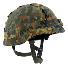  German Bundeswehr Flecktarn Kevlar Helmet Cover- Woodland/Desert Reversible-Used