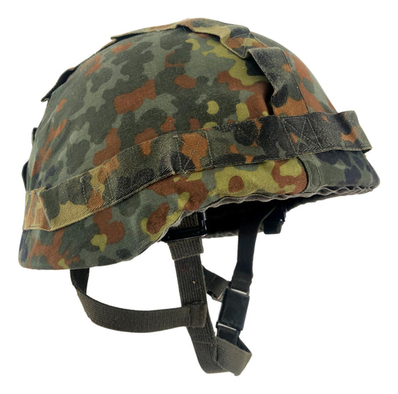 German Bundeswehr Flecktarn Kevlar Helmet Cover- Woodland/Desert Reversible-Used