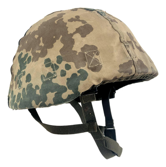 German Bundeswehr Flecktarn Kevlar Helmet Cover- Woodland/Desert Reversible-Used